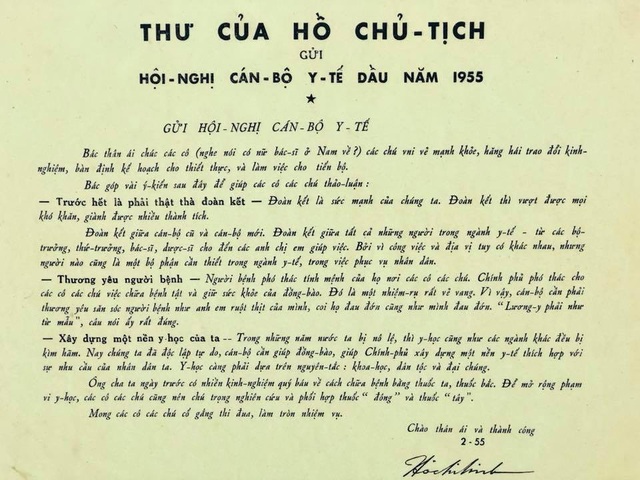 Bức thư quý của Bác Hồ được trao cho ngành y tế - 1 Bức thư quý của Bác Hồ được trao cho ngành y tế - 1