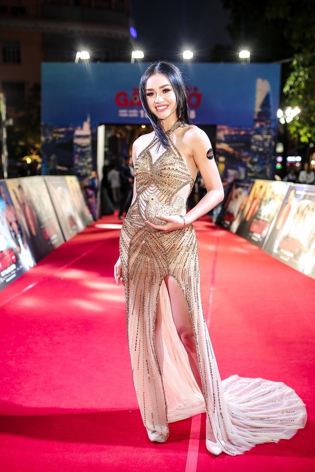 Người đẹp Lê Thu Trang top 10 Hoa hậu Hoàn vũ Việt Nam diện váy xuyên thấu dịu dàng trên thảm đỏ