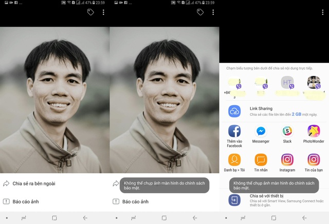 Facebook chặn chụp ảnh màn hình và lưu ảnh người dùng? - 1 Facebook thông báo không thể chụp ảnh màn hình do chính sách bảo mật