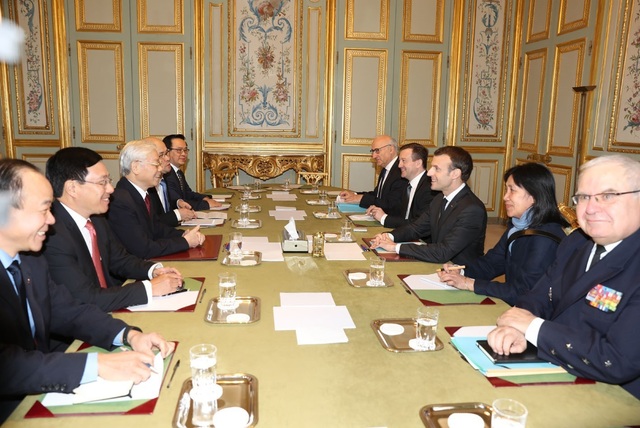 Tổng Bí thư Nguyễn Phú Trọng hội đàm với Tổng thống Pháp Emmanuel Macron - 2
Tổng Bí thư Nguyễn Phú Trọng hội đàm với Tổng thống Cộng hòa Pháp Emmanuel Macron