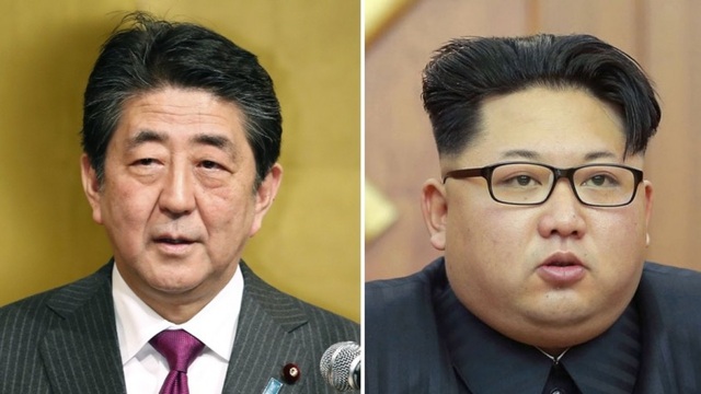 Ông Kim Jong-un có thể gặp Thủ tướng Nhật Bản vào tháng 6 - 1 Nhà lãnh đạo Kim Jong-un (phải) và Thủ tướng Shinzo Abe (Ảnh: SCMP)