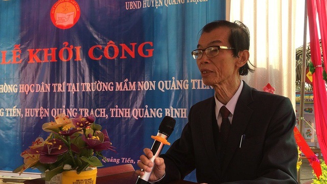 Khởi công xây dựng công trình phòng học Dân trí thứ 17 tại Quảng Bình - 2 Nhà báo Phan Duy Thảo, Trưởng Văn phòng đại diện Báo Dân trí khu vực Bắc miền Trung phát biểu tại buổi lễ
