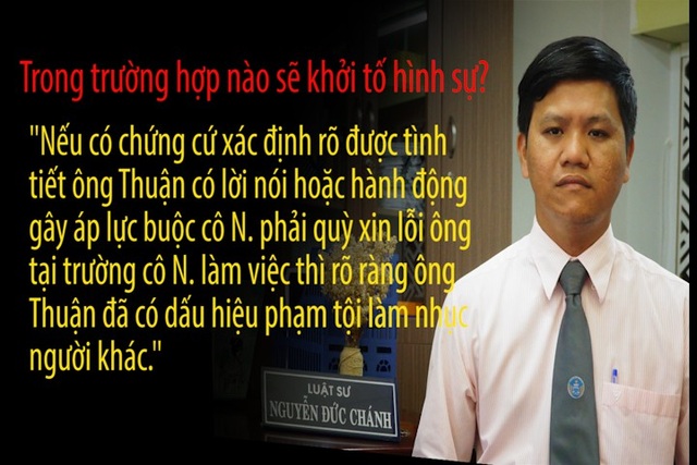 Vụ cô giáo bị bắt quỳ: Hành vi mang tính "trả thù" và có dấu hiệu làm nhục người khác! - 2 Theo luật sư Đức Chánh, việc khởi tố hình sự hay không phụ thuộc rất nhiều vào cô giáo N.