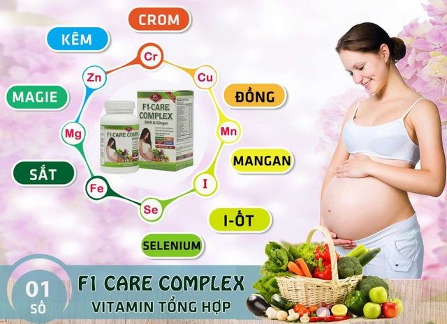 Tại sao bà bầu cần bổ sung Vitamin tổng hợp? - 3 Thực phẩm bảo vệ sức khỏe viên nang F1 Care Complex giúp bổ sung vitamin, khoáng chất cần thiết cho sức khỏe thai phụ; nâng cao sức đề kháng của cơ thể. Ngoài ra sản phẩm còn giúp hỗ trợ giảm các triệu chứng của thai kỳ như ốm nghén, buồn nôn, chuột rút chân tay, thiếu máu thai kỳ.
