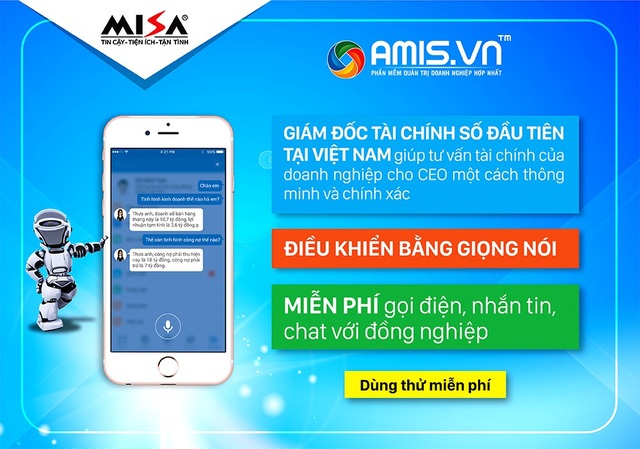 Tiên phong trong cuộc CMCN 4.0, MISA giành "cú đúp" Sao Khuê 2018 - 2
Giám đốc tài chính số giúp báo cáo tình hình tài chính doanh nghiệp bằng giọng nói trên Phần mềm Quản trị doanh nghiệp AMIS.VN