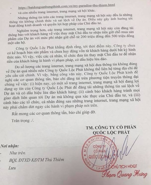 Sốt đất hầm hập, "cò" mạo danh chủ đầu tư để nhận tiền khách - 2
Doanh nghiệp phải kêu cứu vì dự án của mình bị môi giới mạo danh là chủ đầu tư