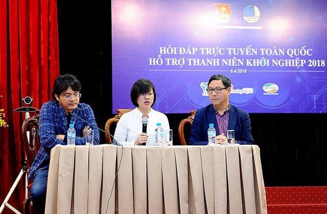 Khởi nghiệp: "Xác định mục tiêu, lường trước khó khăn để không gục ngã" - 3
Chị Nguyễn Thị Thu Vân (giữa) - Phó chủ tịch Thường trực Trung ương Hội Liên hiệp Thanh niên Việt Nam, giải đáp các câu hỏi