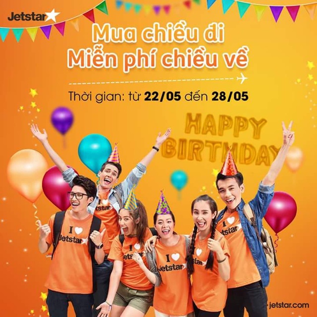 Khách mua vé máy bay chiều đi, Jetstar miễn phí chiều về - 1 Jetstar Pacific khuyến mãi đặc biệt từ 11h ngày 22/5 - 23h50 ngày 28/5