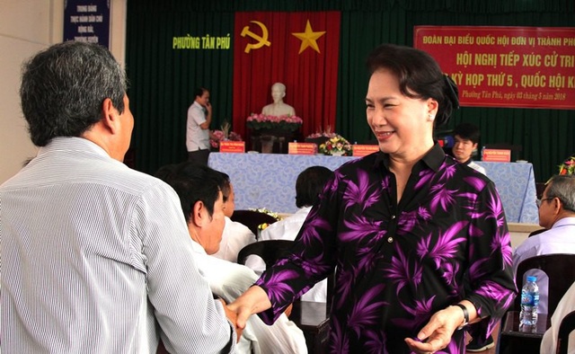 Chủ tịch Quốc hội Nguyễn Thị Kim Ngân tại buổi tiếp xúc cử tri phường Tân Phú, quận Cái Răng chiều 3/5
