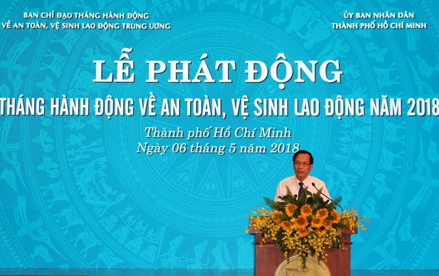 Năm 2017, gần 3.000 người thương vong vì tai nạn lao động - 1 Ông Đào Ngọc Dung phát động tháng hành động vệ sinh an toàn lao động (ngày 1 đến 31/5/2018)