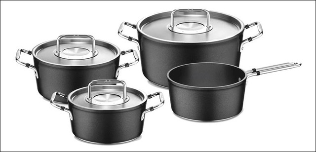 Bá»™ ná»“i Fissler Luno mÃ u Ä‘en Ä‘Æ°á»£c lÃ m tá»« nhÃ´m Ä‘Ãºc nguyÃªn khá»‘i phá»§ lá»›p chá»‘ng dÃ­nh Protectal+