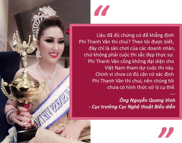 “Nóng” với đề nghị thu hồi vương miện Hoa hậu Đại dương và Táo quân - 2 Xem thêm: Chưa có cơ sở để xử phạt Phi Thanh Vân