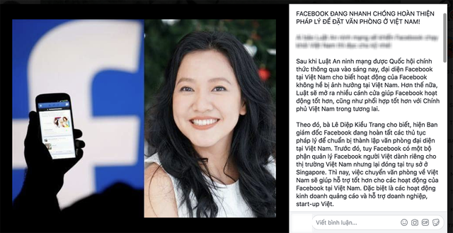 Thông qua luật An ninh mạng: Facebook và Google chưa có kế hoạch đặt văn phòng tại VN - 1 Thông tin Facebook đặt văn phòng ở Việt Nam là giả mạo