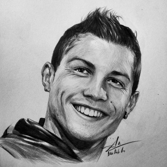 Họa sĩ 9x chỉ mất 15 phút để vẽ tranh chân dung Ronaldo gây \