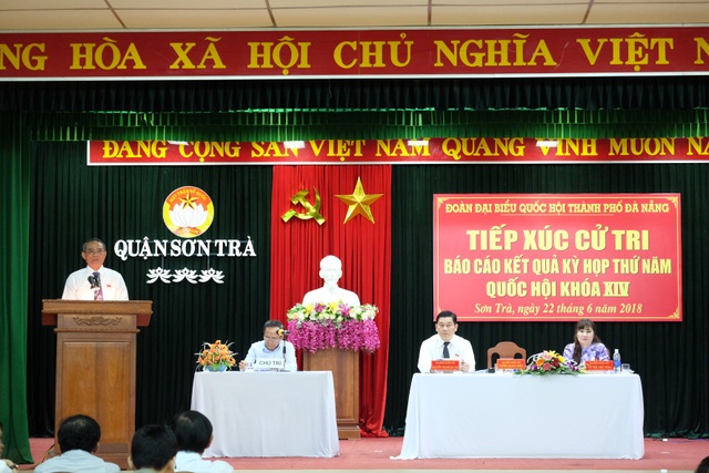 Bí thư Đà Nẵng nói về tài sản của Giám đốc Công an thành phố - 1 Đoàn ĐBQH TP Đà Nẵng gồm các ĐB Trương Quang Nghĩa, Nguyễn Thanh Quang, Võ Thị Như Hoa tiếp xúc cử tri quận Sơn Trà chiều 22/6