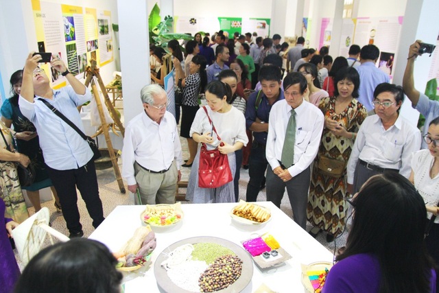 Hấp dẫn hương sắc bánh Huế - 1 Công chúng và du khách nghe thuyết minh về bánh Huế