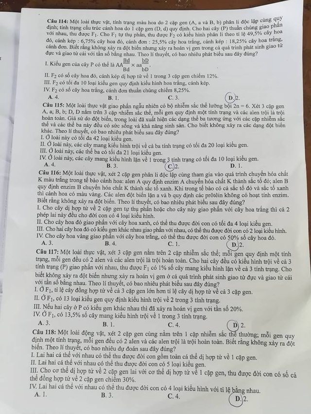 Đề thi và gợi ý giải môn Sinh học THPT quốc gia 2018 - 19 Đề thi và gợi ý giải môn Sinh học THPT quốc gia 2018 - 19
