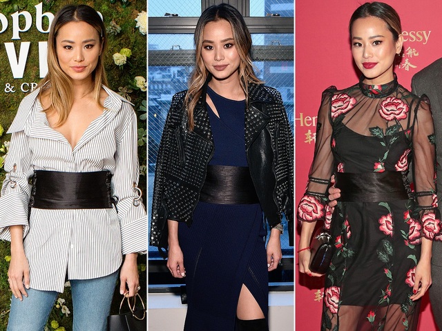Sao và những món đồ cưng - 27
Jamie Chung kết hợp chiếc thắt lưng to bản với nhiều kiểu váy áo