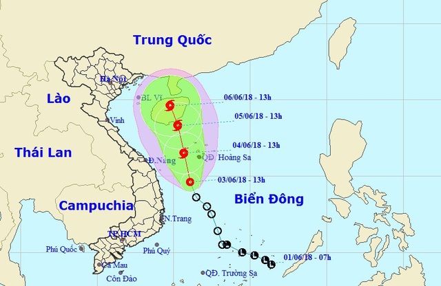 Áp thấp nhiệt đới di chuyển thẳng lên hướng Bắc - 1 Vị trí và hướng di chuyển của áp thấp nhiệt đới. (Ảnh: NCHMF).