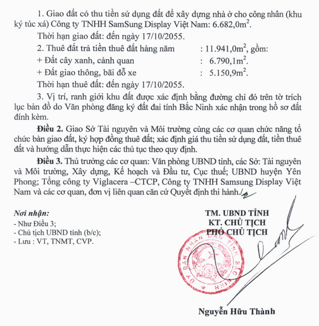 Bắc Ninh thu hồi đất từ Viglacera giao cho Samsung - 1 Sau 10 năm, Vigracera phải trả lại đất cho địa phương để giao cho nhà đầu tư khác