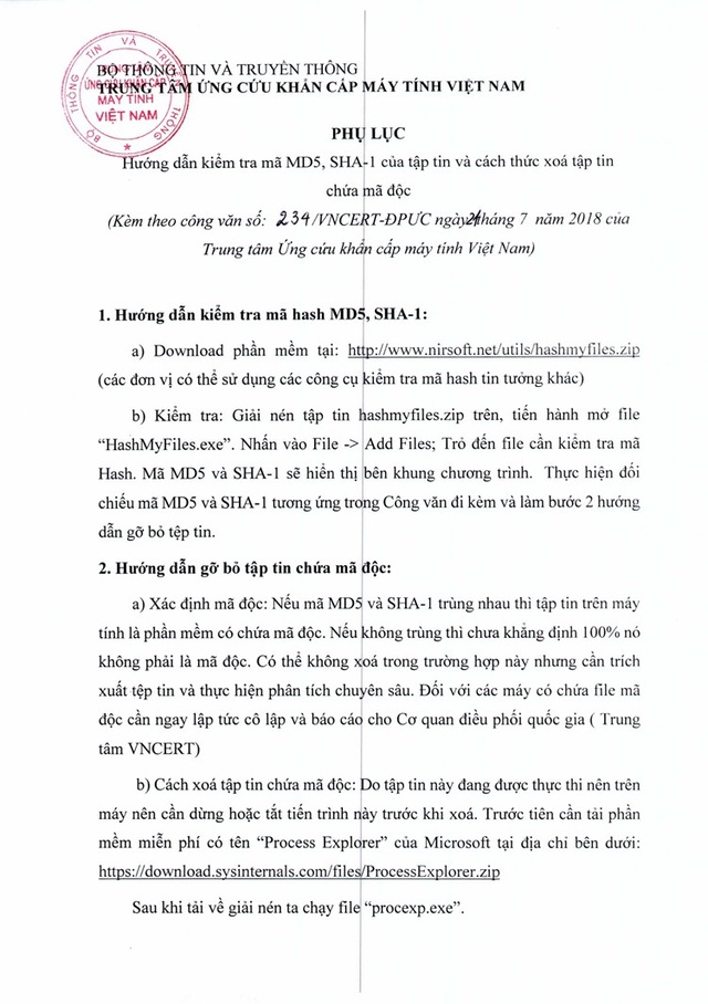 Tin tặc tấn công nhắm vào ngân hàng và các hạ tầng quan trọng quốc gia - 2 Hướng dẫn kiểm tra mã MD5, SHA-1 của tập tin và cách thức xoá tập tin chứa mã độc