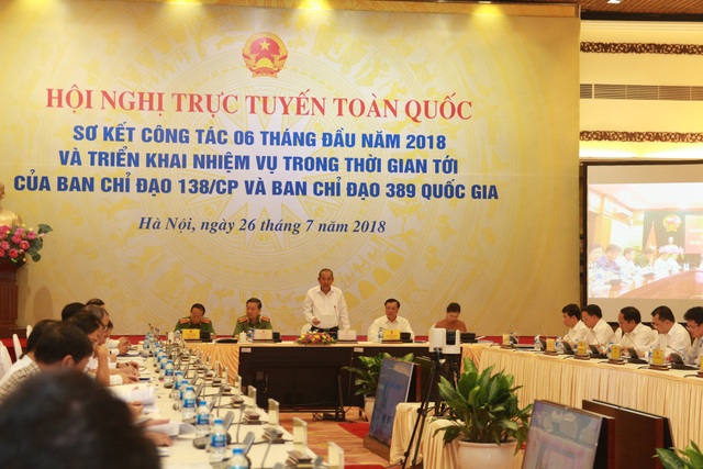 Thượng tướng Lê Quý Vương: Đánh bạc trên mạng diễn ra phức tạp, công khai - 1 Phó Thủ tướng Trương Hoà Bình chủ trì hội nghị sơ kết công tác nửa đầu năm 2018 của Ban Chỉ đạo 138 của Chính phủ, Ban Chỉ đạo 389 quốc gia.