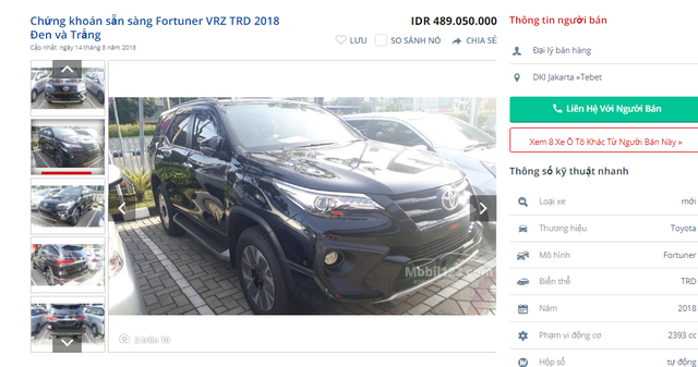 Soi giá những chiếc xe nhập Thái, Indonesia đang "hot" ở Việt Nam - 1 Chiếc Toyota Fortuner bán tại Indonesia