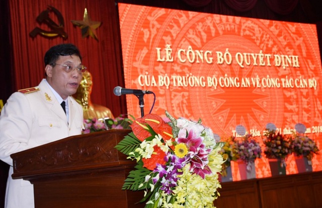 Thiếu tướng Nguyễn Hải Trung – Giám đốc Công an Thanh Hóa phát biểu nhận nhiệm vụ
