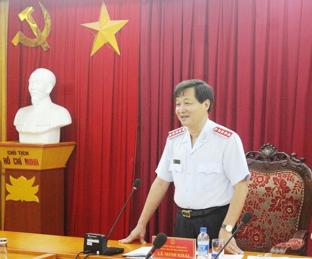 Hoàn thiện quy chế xử lý thông tin tố cáo về tham nhũng qua điện thoại, email - 1 Tổng Thanh tra Chính phủ Lê Minh Khái phát biểu tại cuộc họp sáng 7/8 (Ảnh: TTCP).