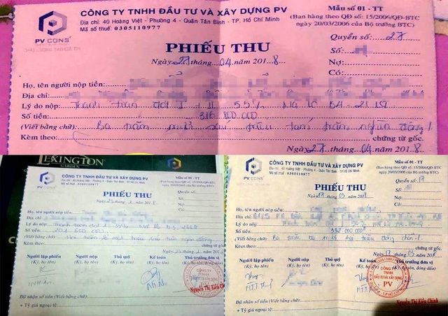 Vụ giả chữ ký trong “Chứng chỉ quy hoạch”: Xem xét xử lý vi phạm của chủ đầu tư - 3 Phiếu thu tiền tại dự khu dân cư Đức Hạnh (tên thương mại do chủ đầu tư tự đặt là “Khu dân cư cao cấp Lexington Gaden).