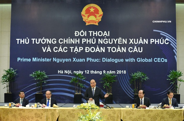Tàu điện ngầm TPHCM sẽ trở thành “biểu tượng quan trọng” Việt Nam - Nhật Bản - 1 Thủ tướng Nguyễn Xuân Phúc chủ trỉ cuộc đối thoại với một số tập đoàn toàn cầu sáng 12/9 (ảnh: VGP)