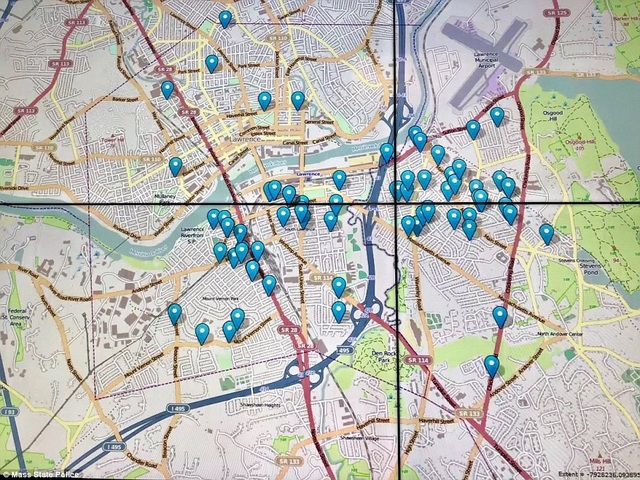 
Bản đồ cho thấy các vụ nổ gas liên tiếp tại 3 khu vực dân cư ở ngoại ô thành phố Boston ngày 13/9 giờ địa phương.
