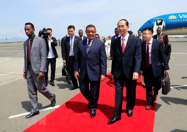 Ngày 23/8/2018, Chủ tịch nước Trần Đại Quang thăm cấp Nhà nước đến Ethiopia, theo lời mời của Tổng thống Ethiopia Mulatu Teshome (ảnh: TTXVN)