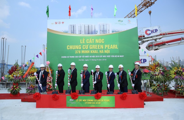 Chung cư Green Pearl 378 Minh Khai xây dựng vượt tiến độ, chính thức cất nóc vào ngày 23/9 - 3 Chung cư Green Pearl 378 Minh Khai xây dựng vượt tiến độ, chính thức cất nóc vào ngày 23/9 - 3