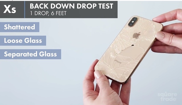 Bộ đôi iPhone XS và XS Max gây thất vọng trong bài kiểm tra độ bền khi rơi - 1 Mặt lưng của iPhone XS...