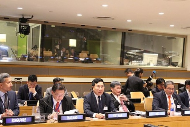 Việt Nam đồng chủ trì Hội nghị Bộ trưởng Ngoại giao ASEAN-GCC tại Hoa Kỳ - 1 Phó Thủ tướng, Bộ trưởng Phạm Bình Minh dự họp tại New York (ảnh: VOV)