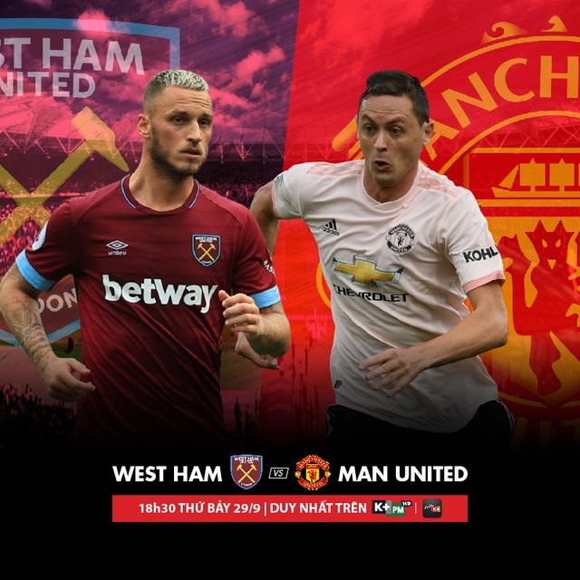 Gay cấn đại chiến ở vòng 7 giải Ngoại hạng Anh - 2 Đón xem trận MU - West Ham vào lúc 18h30 ngày 29/9 trên K+PM
