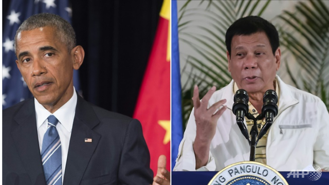 Lời xin lỗi muộn của Tổng thống Philippines dành cho ông Obama - 1 Tổng thống Duterte (phải) và cựu Tổng thống Obama (Ảnh: AFP)