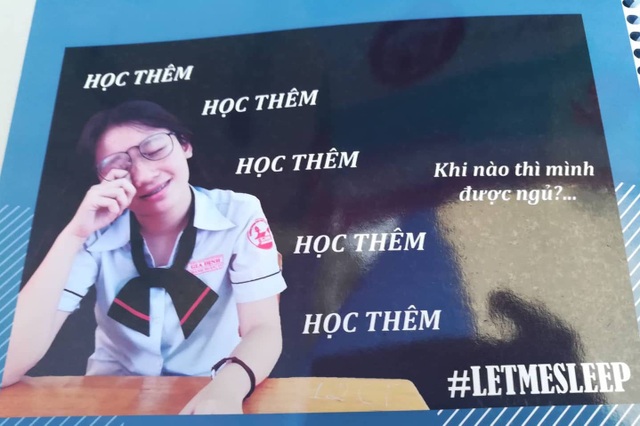 Học sinh TPHCM kêu cứu “Hãy cho em ngủ” - 2 Một trong những bức ảnh trong bộ ảnh Hãy cho em ngủ trong dự án nghiên cứu của các em
