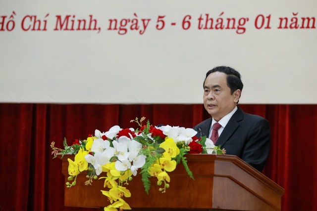 Ông Trần Thanh Mẫn - Chủ tịch MTTQ Việt Nam, phát biểu khai mạc hội nghị (ảnh: Quang Vinh)