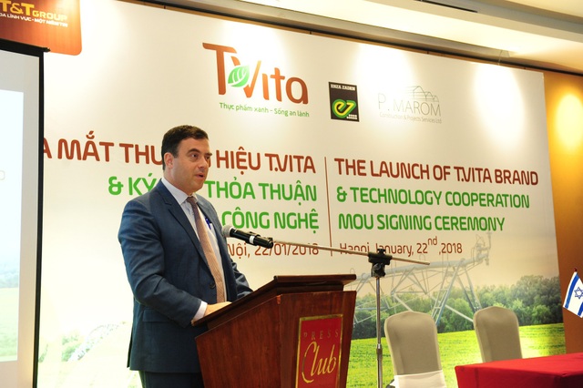 Tập đoàn T&T ra mắt thương hiệu nông nghiệp T.VITA - 2
Đại sứ Israel Nadav Eshcar phát biểu tại lễ ra mắt T.Vita