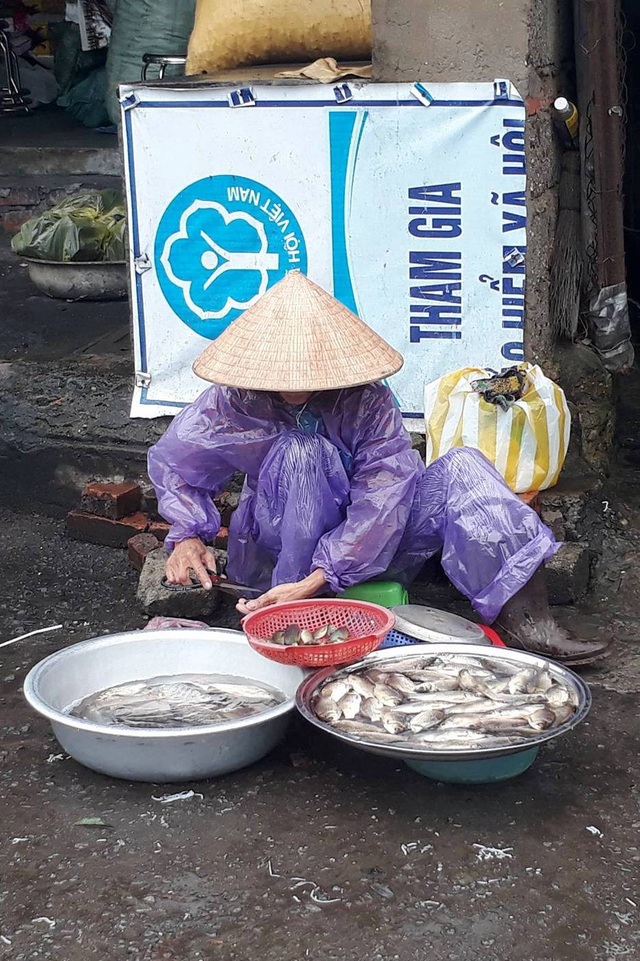 Nhịp sống người lao động dưới những cơn mưa xứ Huế - 5
Rửa và sơ chế cá trong tiết trời lạnh buốt