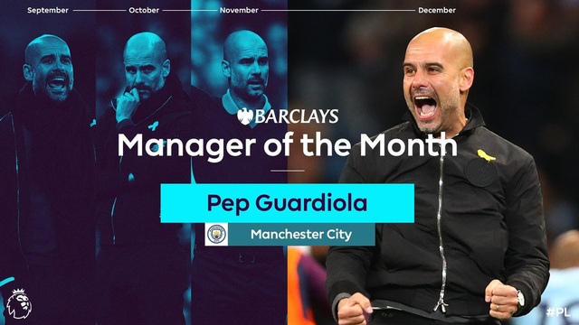 Nhận thêm danh hiệu, HLV Pep Guardiola đi vào lịch sử Premier League - 1 HLV Pep Guardiola giành giải HLV xuất sắc nhất tháng ở Premier League lần thứ 4 liên tiếp