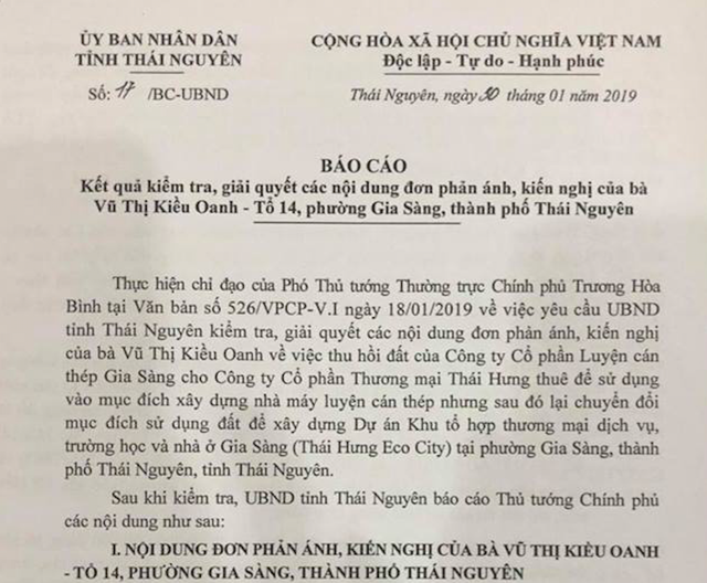 UBND tỉnh Thái Nguyên: Đơn khiếu nại dự án Thái Hưng Eco City không có cơ sở - 2 UBND tỉnh Thái Nguyên: Đơn khiếu nại dự án Thái Hưng Eco City không có cơ sở - 2