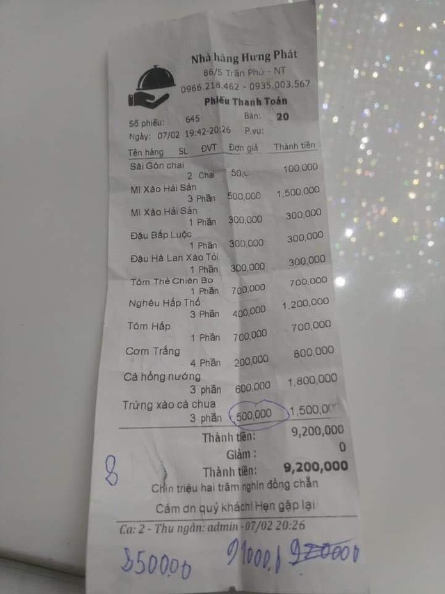 Phạt nhà hàng ở Nha Trang 27,5 triệu đồng sau khi bị tố chặt chém mùng 3 Tết - 1 Phạt nhà hàng ở Nha Trang 27,5 triệu đồng sau khi bị tố chặt chém mùng 3 Tết - 1
