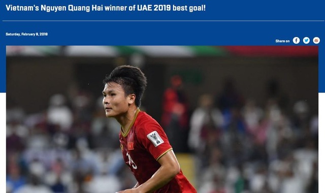 Trang chủ của AFC chính thức công nhận giải thưởng của Quang Hải - 1 Trang chủ của AFC chính thức công nhận giải thưởng của Quang Hải - 1
