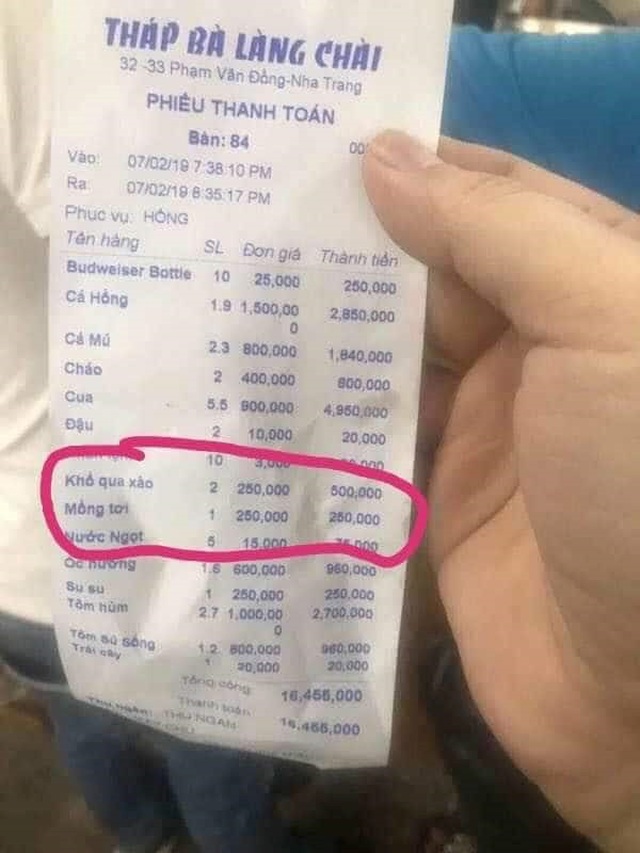 Một nhà hàng ở Nha Trang bị phạt 750.000 đồng vì “chặt chém” sau Tết - 1 Một nhà hàng ở Nha Trang bị phạt 750.000 đồng vì “chặt chém” sau Tết - 1