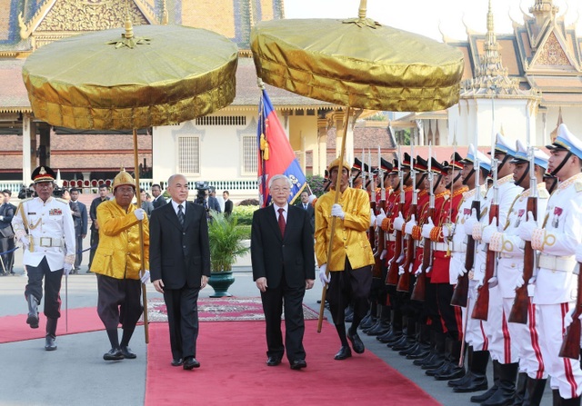 Tổng Bí thư, Chủ tịch nước Nguyễn Phú Trọng hội đàm với Quốc vương Campuchia Norodom Sihamoni