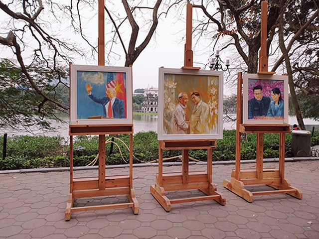 Chiêm ngưỡng tác phẩm hoạ sĩ Việt vẽ chân dung nhà lãnh đạo Mỹ - Triều Tiên