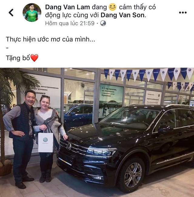 Đặng Văn Lâm thỏa ước mơ, mua quà “khủng” biếu bố mẹ Đặng Văn Lâm thỏa ước mơ, mua quà “khủng” biếu bố mẹ